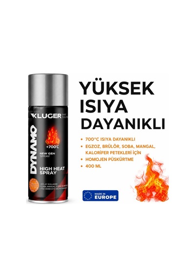Kluger Dynamo 700 Derece Isıya Dayanıklı Sprey Boya Siyah 400 Ml Diğer