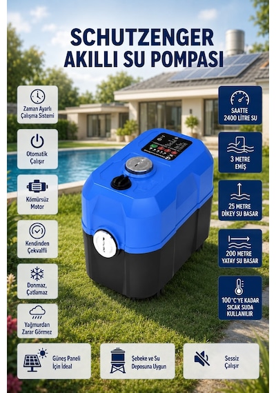 Kr-3000w Akıllı Su Pompası 2 Kat İçin Ayarlanabilir Zaman Ayarlı Kömürsüz Motor 200mt Yatay Su Atar