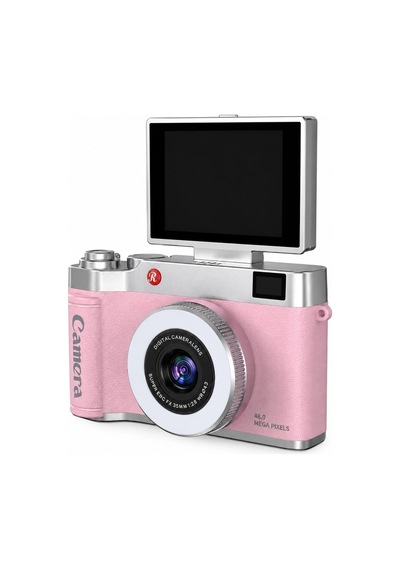 4k Çantalı Dijital Retro Video Kamera 48mp 16x Zoom Işıklı 32gb Kart Dijital Fotoğraf Makinesi Pembe Najma Belirtilmemiş