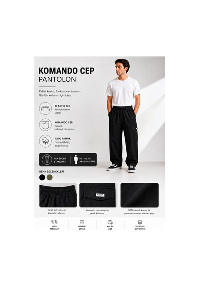 No Brand Rahat Pantolon Siyah Siyah