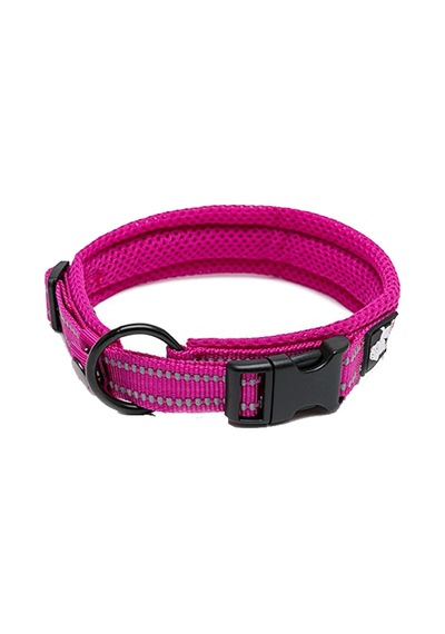 Truelove Köpek Yaka Reflektif Premium Duraflex Toka, Yüksek Dereceli Naylon Dokuma Şok Yok Temel Yaka Tlc5011 Fuşya Genel
