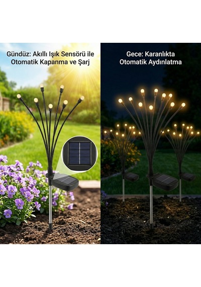 Güneş Enerjili Ateş Böceği Bahçe Aydınlatması, Ip65 Su Geçirmez Dış Mekan Dekoratif Solar Lamba