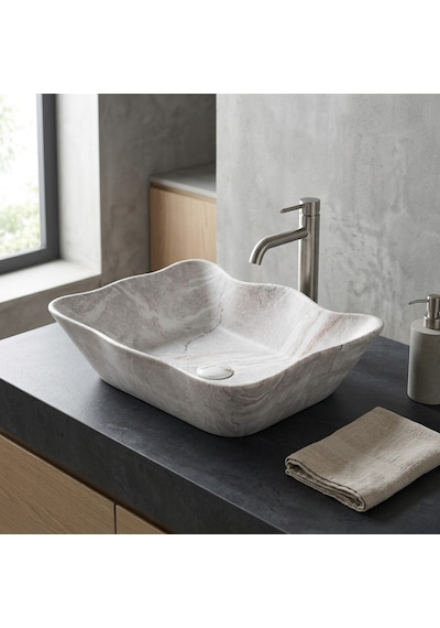 Ey-4810m Mermer Desenli Tezgah Üstü Lavabo Renkli