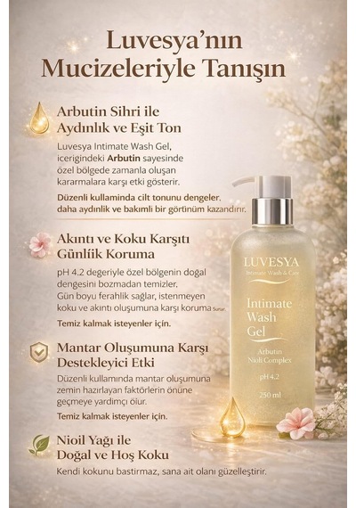 Intimate Wash Gel Arbutin + Nioil 250 Ml / Özel Bölge Temizleme Jeli