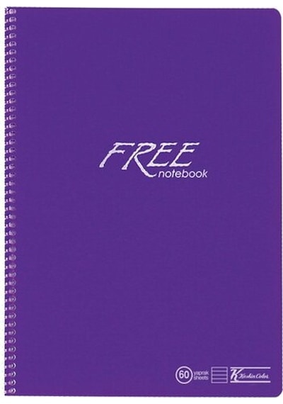 K. Color Free A4 60 Yaprak Çizgili Plastik Kapak Spiralli  Defter 1 Adet