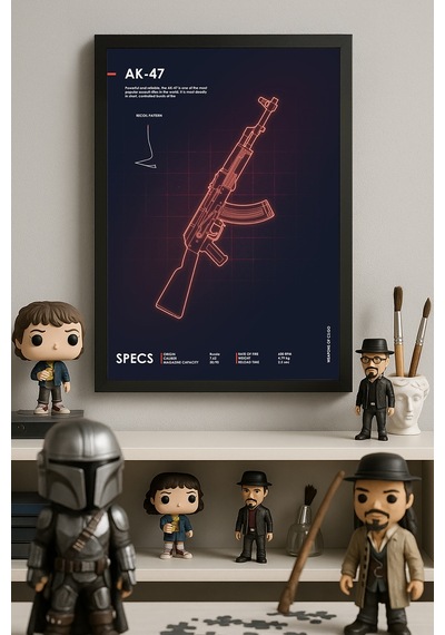 Cs:go Ak-47 Siyah Ahşap Çerçeveli Poster, Dekoratif Oyun Duvar Tablosu