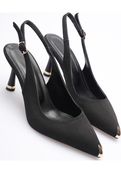 Alewomen Siyah Süet Sivri Burun Arka Açık 9 Cm Topuklu Arew Gold Burunluk Detaylı Stiletto Kadın Ayakkabı Siyah Alewomen Siyah Süet Sivri Burun Arka Açık 9 Cm Topuklu Arew Gold Burunluk Detaylı Stiletto Kadın Ayakkabı Siyah