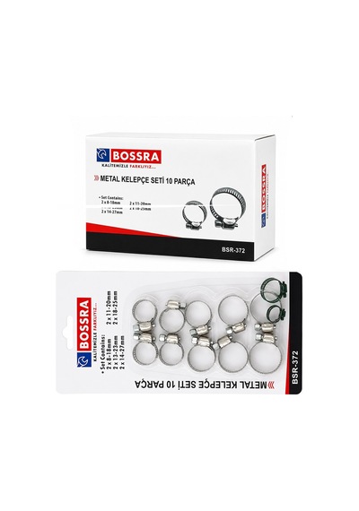 Bossra Bsr-372 Metal Hortum Kelepçesi Set 10 Adet - 12'li Paket