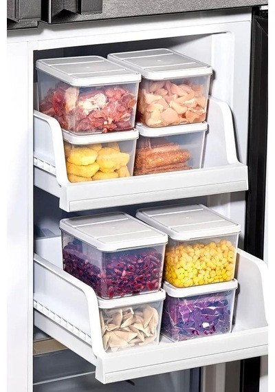 Selka Home 8 Adet Derin 1 Lt. Nora Organizer  Buzdolabı Buzluk Düzenleyici Saklama Kabı