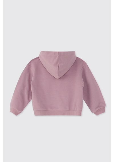 Panço Kız Çocuk Fermuarlı Pudra Sweatshirt Pembe
