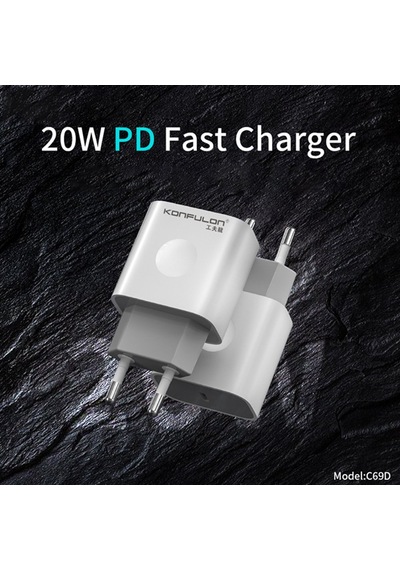 Yeni Nesil Apple Uyumlu iPhone Pd-type-c 20w Şarj Cihazı Başlığı C69d Beyaz