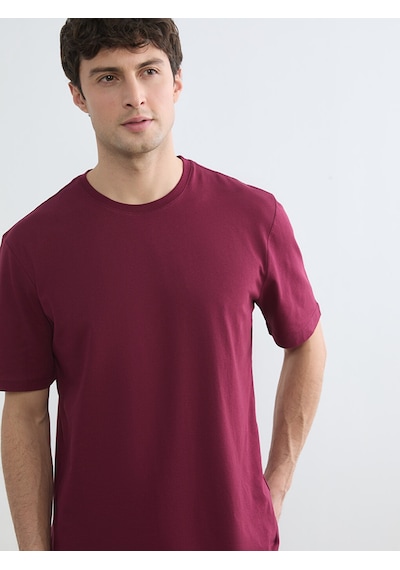 Lcwaıkıkı Classic Bordo %100 Pamuk Regular Fit Basic Tişört