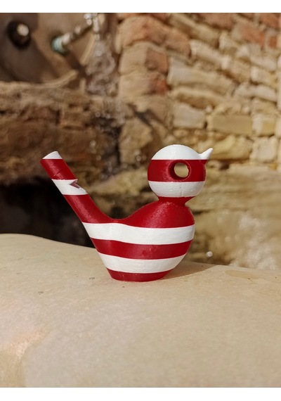 Kırmızı Beyaz Kuş Sesi Sulu Düdük - 3d Baskı Yerli Üretim Kırmızı