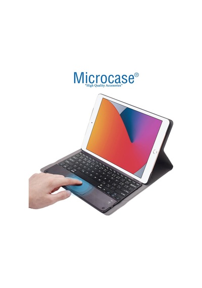 Apple Uyumlu iPad  8.Nesil 10.2" 2020 Bt Touchpad Klavyeli Standlı Kılıf - Bkk5