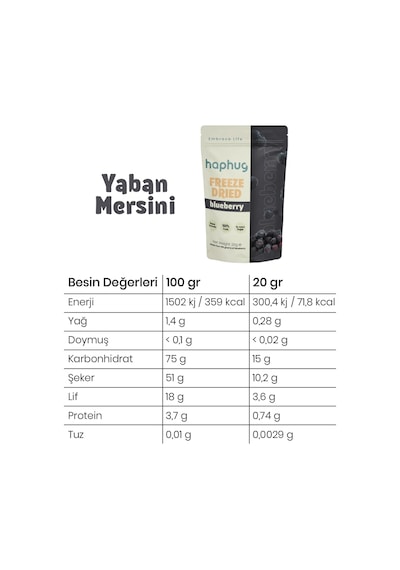 3'lü Freeze Dried Yaban Mersini - Dondurularak Kurutulmuş Yaban Mersini 20g X 3 1 Adet
