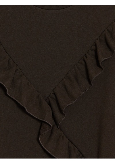 LC Waikiki Lc Waıkıkı Kahverengi Bisiklet Yaka Fırfırlı Kadın Sweatshirt Tunik