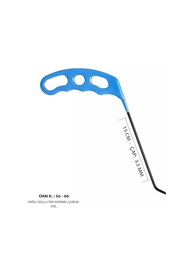 15 Cm 3.5 Mm Çap Sağlı Sollu Tek Kıvrımlı Sol Boyasız Göçük Düzeltme Çubuğu, Pdr Çubuk - S6-06