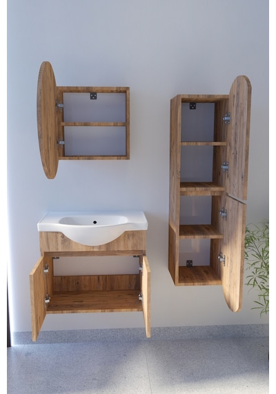 Makbulce Erciyes Havlu Dolaplı 65cm Seramik Lavabolu Mdf Oval Aynalı Banyo Dolabı Atlantik Çam Makbulce Erciyes Havlu Dolaplı 65cm Seramik Lavabolu Mdf Oval Aynalı Banyo Dolabı Atlantik Çam