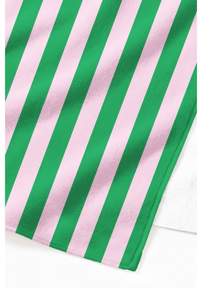 Pembe Çizgili Modern Plaj Havlusu - Minimalist Desenli Havuz Deniz Hızlı Kuruyan Mikrofiber Havlu Çok Renkli