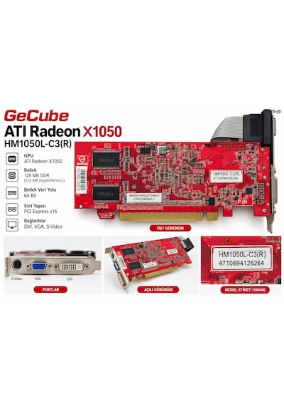 Gecube Atı Radeon X1050 Hm1050l-c3 128mb Ddr 64 Bit Pcıe Ekran Kartı