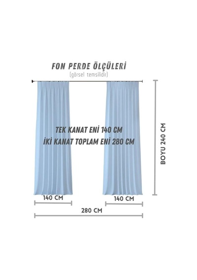 Denge Perde 12647 Taç Antrasit Karartma%100 Blackout Fon Perde Düz Dikim Her Ölçü Mevcut En X Boy Lüks1,sın Genel