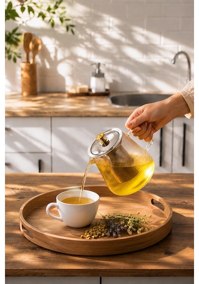 Porsima Jydh-201 Isıya Dayanıklı 1100 Ml Süzgeçli Borasilikat Cam Demlik Çay-bitki Çayı Demliği