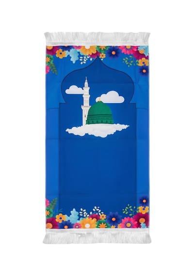 Baskılı Mavi Erkek Çocuk Namaz Seccadesi Mavi-a