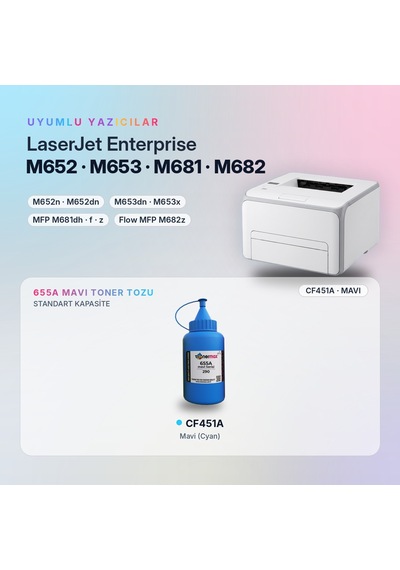 Hp 655a Cf451a Toner Tozu Mavi 290gr / Color Laserjet Enterprise M652 / M653 / Mfp M681 / M682