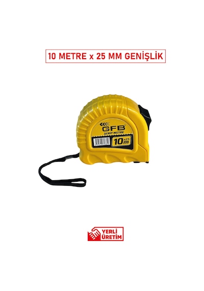 10 M X 25 Mm Şerit Metre Dayanıklı Gövde, Güçlü Kilitleme Sistemi, Profesyonel Hassas Ölçüm
