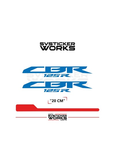 Honda Cbr 125r Sticker Uyumlu Yazı Yüksek Kalite Özel Kesim Folyo 2'li Set Mavi