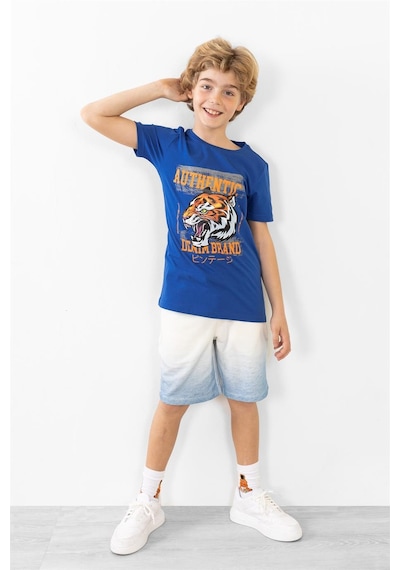 Brz Kıds Brz Kids Kaplan Baskılı Erkek Çocuk Kısa Kollu T-shirt-mavi Mavi