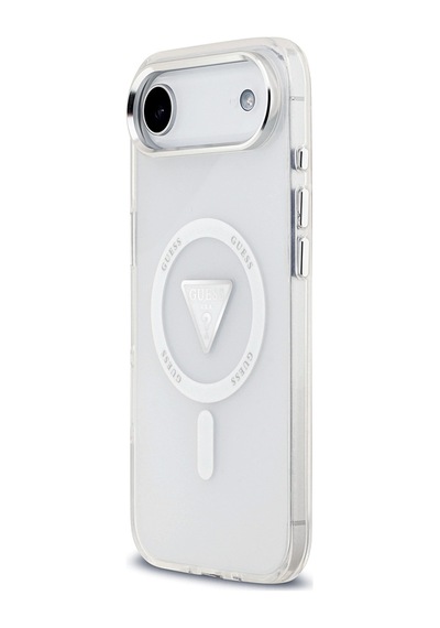 Apple Uyumlu iPhone 17 Air Kılıf Guess Lisanslı M-safeli Iml Baskılı Üçgen Logolu Metal Kamera Çerçeveli Şeffaf Şeffaf
