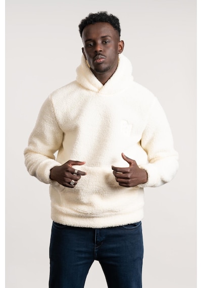 Fbı Kapşonlu Kanguru Cepli Slimfit Peluş Sweatshirt krem