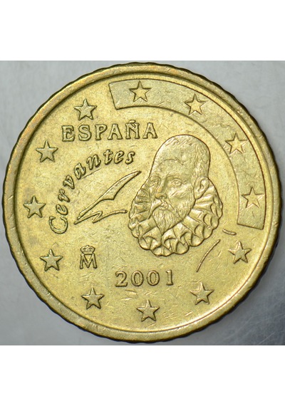 İspanya 50 Euro Cent 2001 Cervantes Temalı.