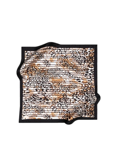 Leopar Desenli Pierre Cardin Crepe Saten Eşarp Beyaz-sarı Beyaz-sarı