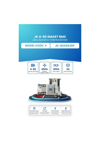 Jk Smart Bms Akıllı Batarya Yönetim Sistemi 4 8s 450a 2a Aktif Balans Jk-b2a8s30p