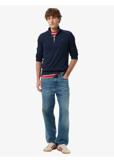 Tommy Hilfiger Tjm Slm Ess Lıght Zıp Swtr Ext Erkek Mavi Kazak - Dm0dm21654