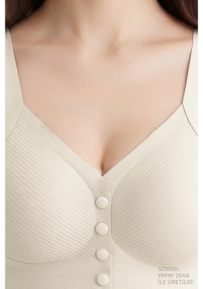 Cottonill Seamless Bra - Neriva Lazer Kesim Önden Düğmeli Minimizer Kadın Sütyen 3'lü Paket-2 Çok Renkli