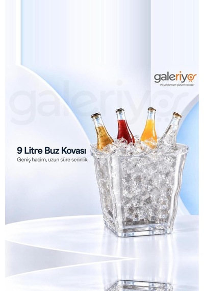 Galeriyo 9 Lt. İçecek Ve Buz Kovası Taşınabilir Seffaf Şeffaf
