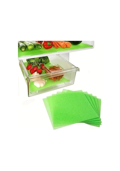 Buzdolabı Sebzelik Çekmece Mati, Nem Önleyici, Yeşil, Kesilebilir 4 Lü Set