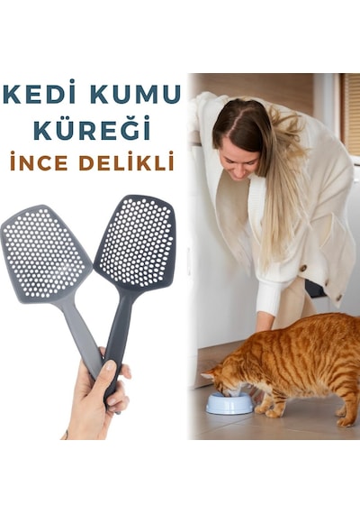 Küçük Delikli Kedi Kumu Eleme Küreği, İnce Taneli Dar Aralıklı Pet Tuvalet Temizleme Eleği Süzgeç