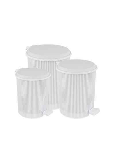 Omnipazar Elf-n320 Nostalji 3 Boy Plastik Pedallı Çöp Kovası Beyaz Beyaz