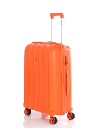 Mçs Bavul Orta Ve Kabin 2li Set Kırılmaz Silikon Valiz V305 Portakal Portakal