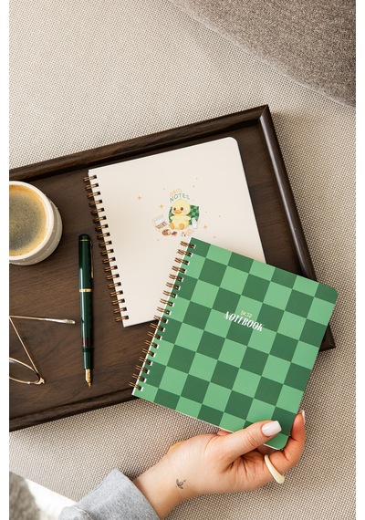 15x16 Spiralli Karton Kapak 2'li Kareli Not Defter Seti - Karo Çok Renkli