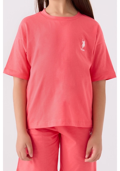 U.S. Polo Assn. U.s. Polo Assn Kız Çocuk Pembe Bermuda Takım Us1848-c-v23 Pembe