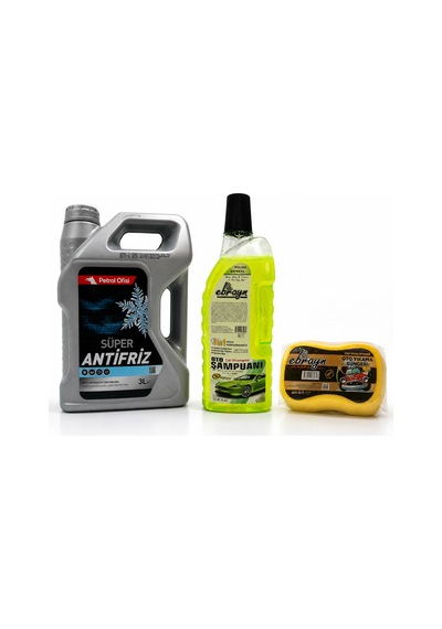 Petrol Ofisi Super Antifriz Yeşil 3lt + Oto Şampuan 1000 Ml + Yıkama Süngeri