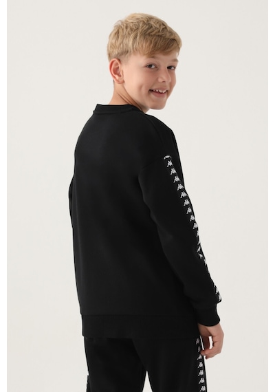 Kappa Siyah Bisiklet Yaka Kol Baskı Detay Erkek Çocuk Sweatshirt Siyah