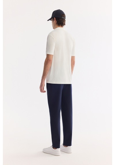 Avva Erkek Ekru Apaj Yaka Kolay Ütülenen Elastan Regular Fit T-shirt A61y1156
