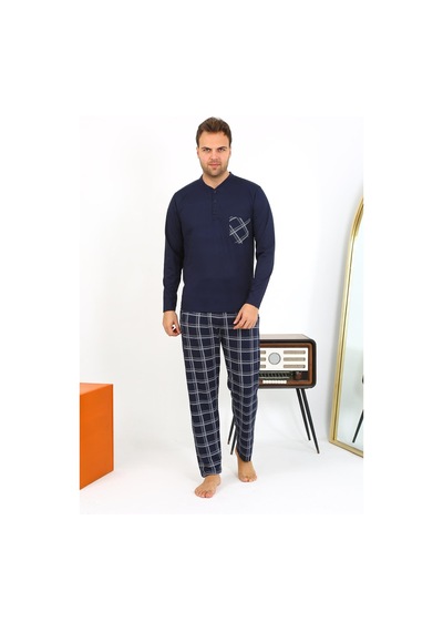 Akbeniz Erkek Uzun Kol Penye Lacivert Pijama Takımı 6861 Lacivert