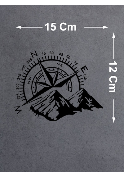 Pusula Ve Dağ Sticker - 4x4 Off Road Karavan Off Road Adventure Sticker - Araba Oto Cam Karavan Sticker - 02522 15x12 Cm
